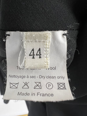 Lanvin Black Wool Blazer & Skirt Set with Distressed Hem Details Size Size FR 44 (UK 16)