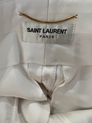 Saint Laurent White Silk Jacket and Trouser Suit Set Size FR 38 (UK 10)
