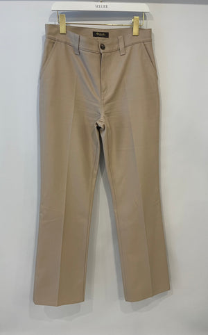 Loro Piana Beige Trousers with Logo Embroidered Detail Size IT 46 (UK 14)