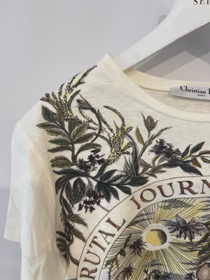 Christian Dior Cream "The Brutal Journey of the Heart" Printed T-Shirt Size S (UK 8)