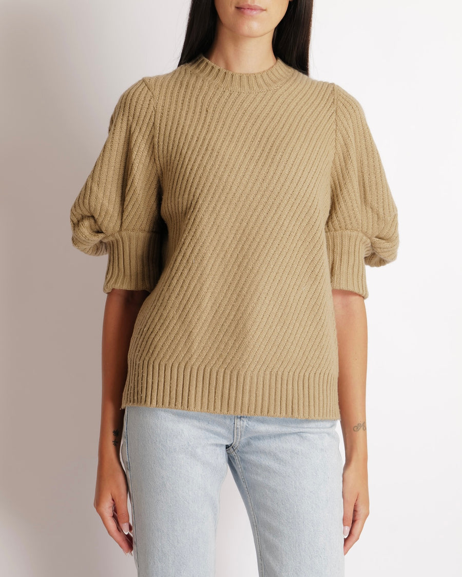 Prada Beige Cashmere Knit Puff-Sleeve Jumper Size IT 40 (UK 8) RRP £1,850