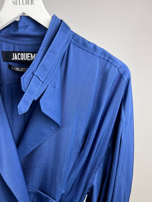 Jacquemus Blue La Collectionneuse Button Down Long Sleeve Shirt Midi Dress Size FR 36 (UK 8)