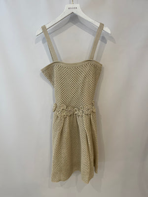Red Valentino Beige Knitted Crochet Mini Dress with Belt Detail Size XS (UK 6)