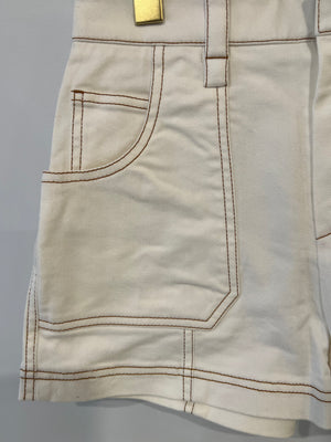 Chloe White Denim Shorts with Brown Stitching Detail Size FR 36 (UK 8) RRP £465