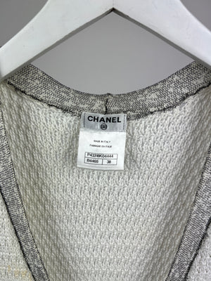 Chanel White Long Line Button Down Vest with Pocket Detail FR 38 (UK 10)