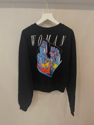 Off-White Black with Multicolour Prints "Woman" Sweater Size S (UK 8)