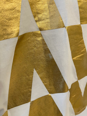 Valentino White and Metallic Gold V Printed T-Shirt Size IT 42 (UK 10)