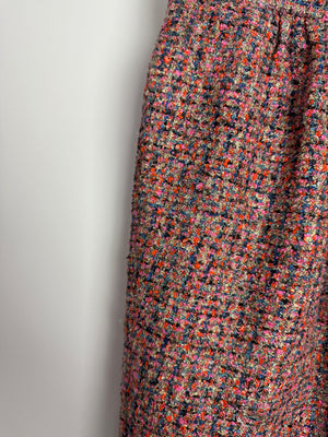Dolce & Gabbana D&G Pink Tweed Midi Skirt with Chain Trim Detail Size IT 38 (UK 6)
