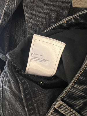 Chanel Dark Grey Boot-Cut Jeans with Crystal Logo Detail and Champagne Gold CC Logo Button Size FR 36 (UK 8)