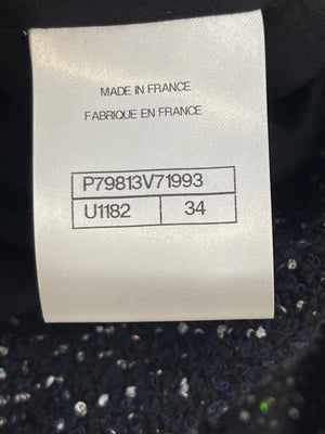 *HOT* Chanel 2025 Métiers d'Art Runway Navy Tweed Cropped Jacket with Crystal Embellished Button Details Size FR 34 (UK 6) RRP £6,250