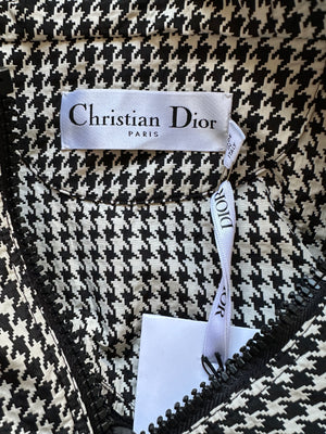 Christian Dior Hooded Anorak in Black & White Houndstooth Technical Taffeta Size S (UK 8)