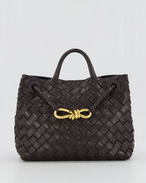 Bottega Veneta Brown Small Andiamo Bag in Intrecciato Lambskin Leather With Gold Brass Hardware RRP £3,650