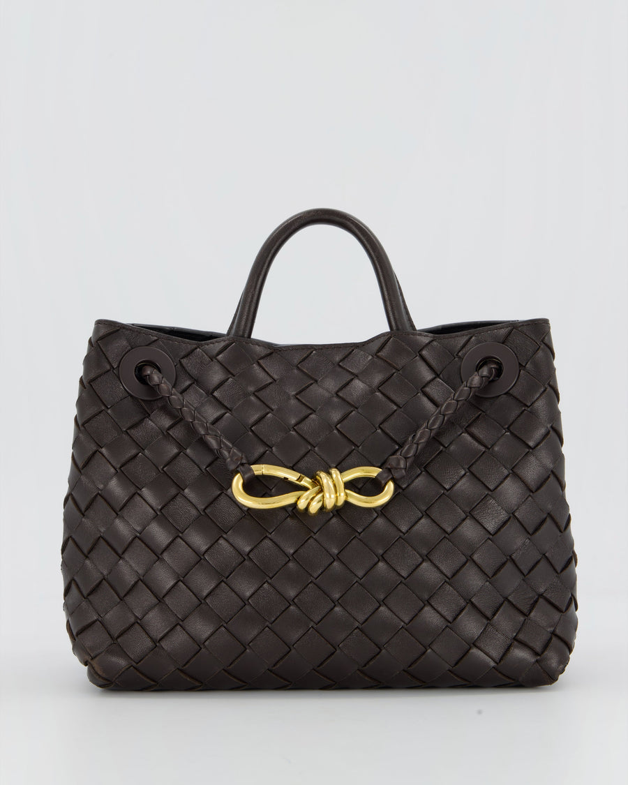 Bottega Veneta Brown Small Andiamo Bag in Intrecciato Lambskin Leather With Gold Brass Hardware RRP £3,650