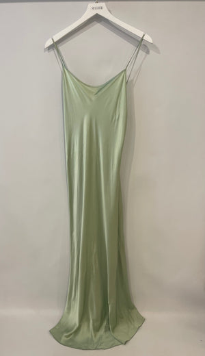 Victoria Beckham Pastel Green Silky Sleeveless Maxi Dress Size UK 12
