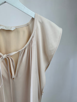 Chloé Eggshell Sleeveless String Detail Midi Dress FR 44 (UK 16)