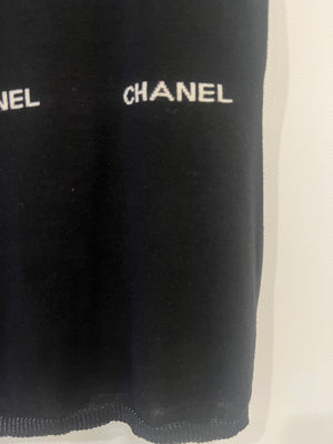 Chanel 2004 Black Sleeveless Tank Top with White Logo Print Detail Size FR 40 (UK 12)