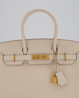 *RARE* Hermès Birkin 30 Retourne Bag in Craie Togo Leather with Gold Hardware