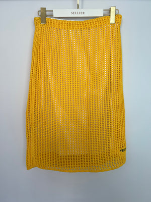 Prada Yellow Crochet Knitted Top and Skirt Set Size IT 38 (UK 6)