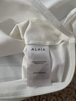 Alaia White Cropped Short-Sleeved Turtleneck Top Size FR 38 (UK 10)