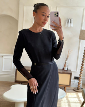 Tom Ford Long Sleeve Maxi Dress With Wrap Over Belt Detail Size IT 40 (UK 8)