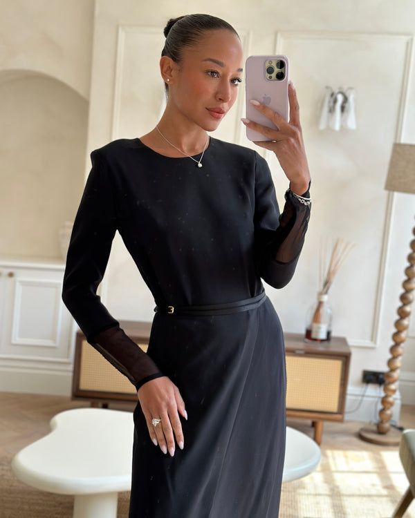Tom Ford Long Sleeve Maxi Dress With Wrap Over Belt Detail Size IT 40 (UK 8)