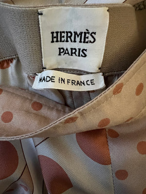 Hermès Beige, Cream Silk 'Clic Clac à Pois' Print Pyjama Top & Trouser Set Size FR 38 (UK 10)