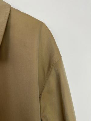 Chanel Vintage 99P Beige Cotton Long Line Belted Trench Coat with Collar and Silver Logo Zip Size FR 40 (UK 12)
