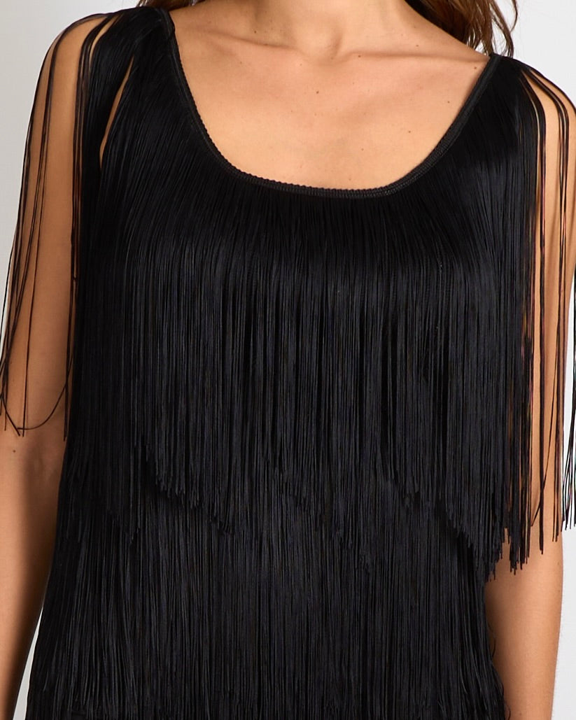 Tom Ford Black Fringed Knitted Tank Top Size M (UK 10)