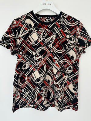 Hermès En Desordre et Chaines Black, Red, and Cream Chain T-Shirt Size FR 40 (UK 12)