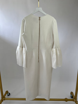 Roksanda White Peplum Long Sleeve Midi Dress UK 12