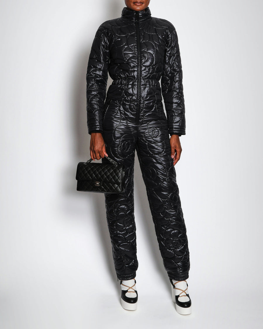 Chanel Black Coco Neige Quilted One-Piece Ski Suit Size FR 38 (UK 10)