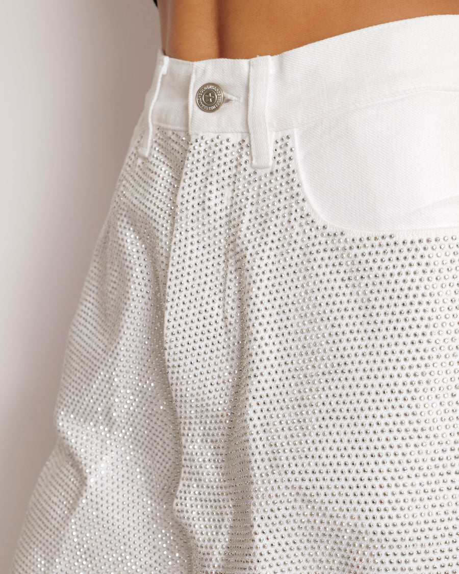 Golden Goose White Crystal Embellished Wide-Leg Jeans Size 26 (UK 8) RRP £1,000