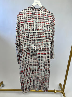 Burberry Red and White Check Dress with Bow Detail Size UK 10