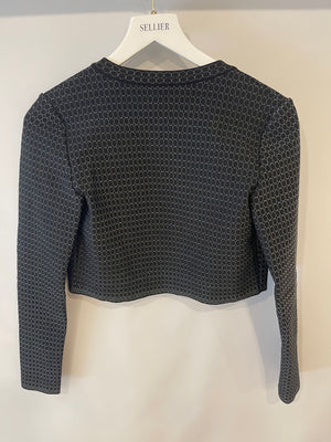 Alaia Black and Silver Embellished Cropped Cardigan Size FR 38 (UK 10)