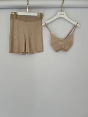 Jacquemus Beige Rib Knit Mini Shorts and Crop Top Set Size Small