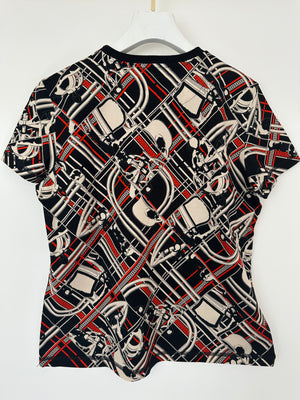 Hermès En Desordre et Chaines Black, Red, and Cream Chain T-Shirt Size FR 40 (UK 12)