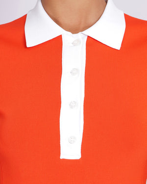 David Koma Orange and White Mini Polo Dress Size M (UK 10) RRP £590