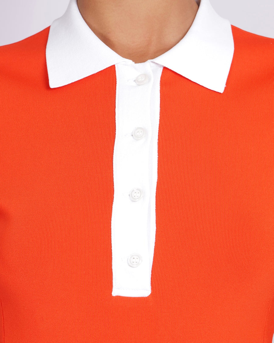 David Koma Orange and White Mini Polo Dress Size M (UK 10) RRP £590