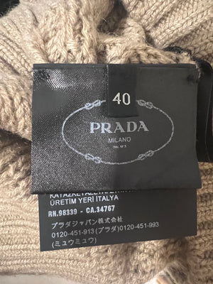 Prada Beige Cashmere Knit Puff-Sleeve Jumper Size IT 40 (UK 8) RRP £1,850