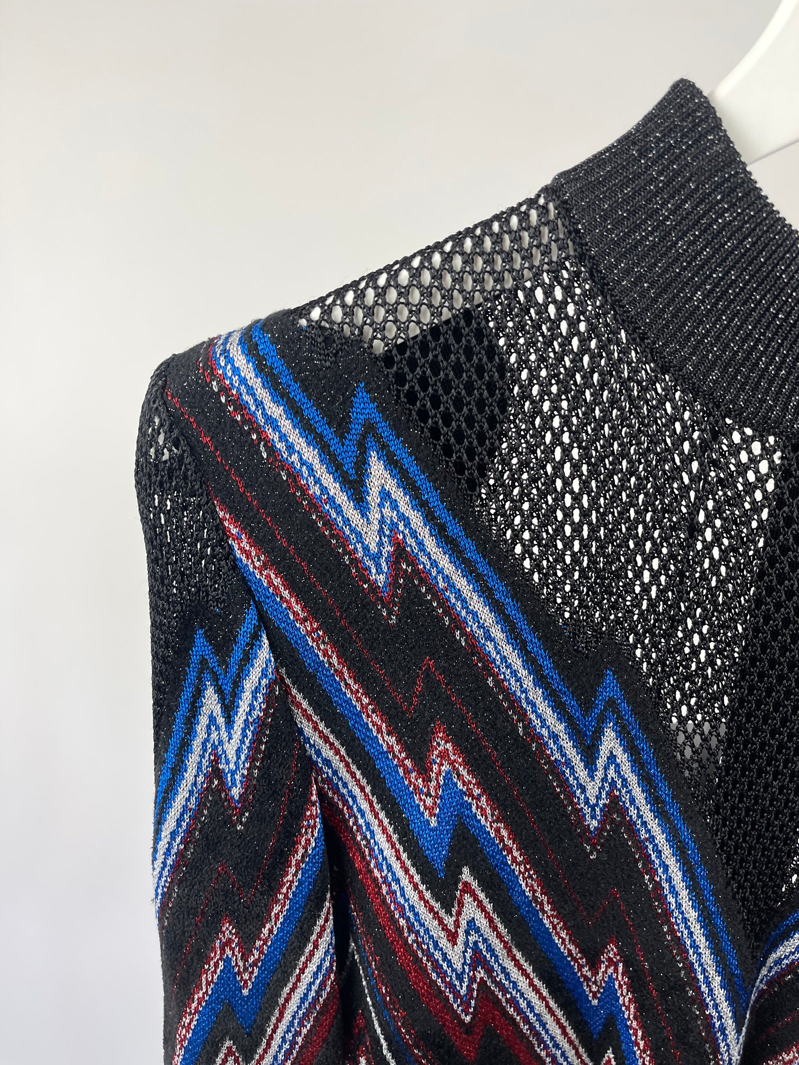 Balmain Black & Multi-colour Long-Sleeve Mesh Dress with Collar Detail –  Sellier