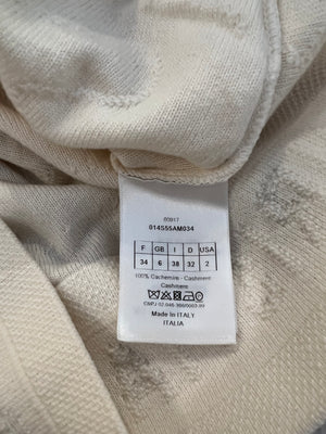 Christian Dior Cream Cashmere Jumper with Back Logo and Frayed Textured Details Size FR 34 (UK 6)