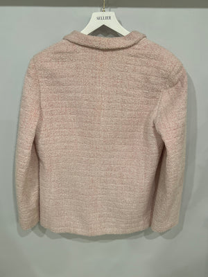 Chanel Pastel Pink Vintage Tweed Jacket with Silver and Beige CC Logo Buttons Size FR 38 (UK 10)