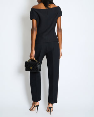 Christian Dior Off Shoulder Barr Jacket with Wide Leg Trouser Set Size UK 14 RRP Jacket £3200 Trouser RRP £1700