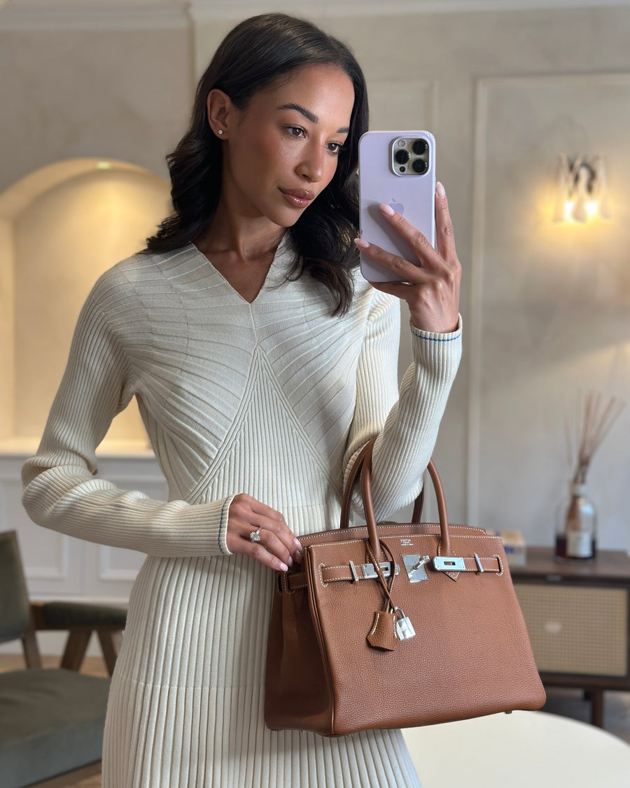 *RARE* Hermès Birkin Bag 30cm Retourne in Gold Togo Leather with Palladium Hardware