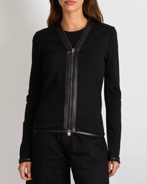 Tom Ford Black Wool Jacket with Lambskin Trims and Silver Zipper Detail Size IT 38 (UK 6)