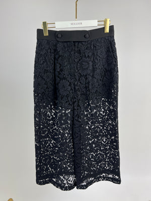 Valentino Black Lace Two-Piece Culotte and Vest Set with Shoulder Detail IT 42 (UK 10)
