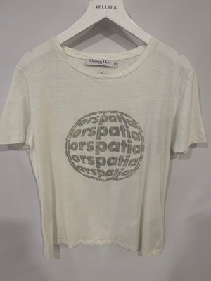 Christian Dior White Diorspatial Printed T-Shirt Size M (UK 10)