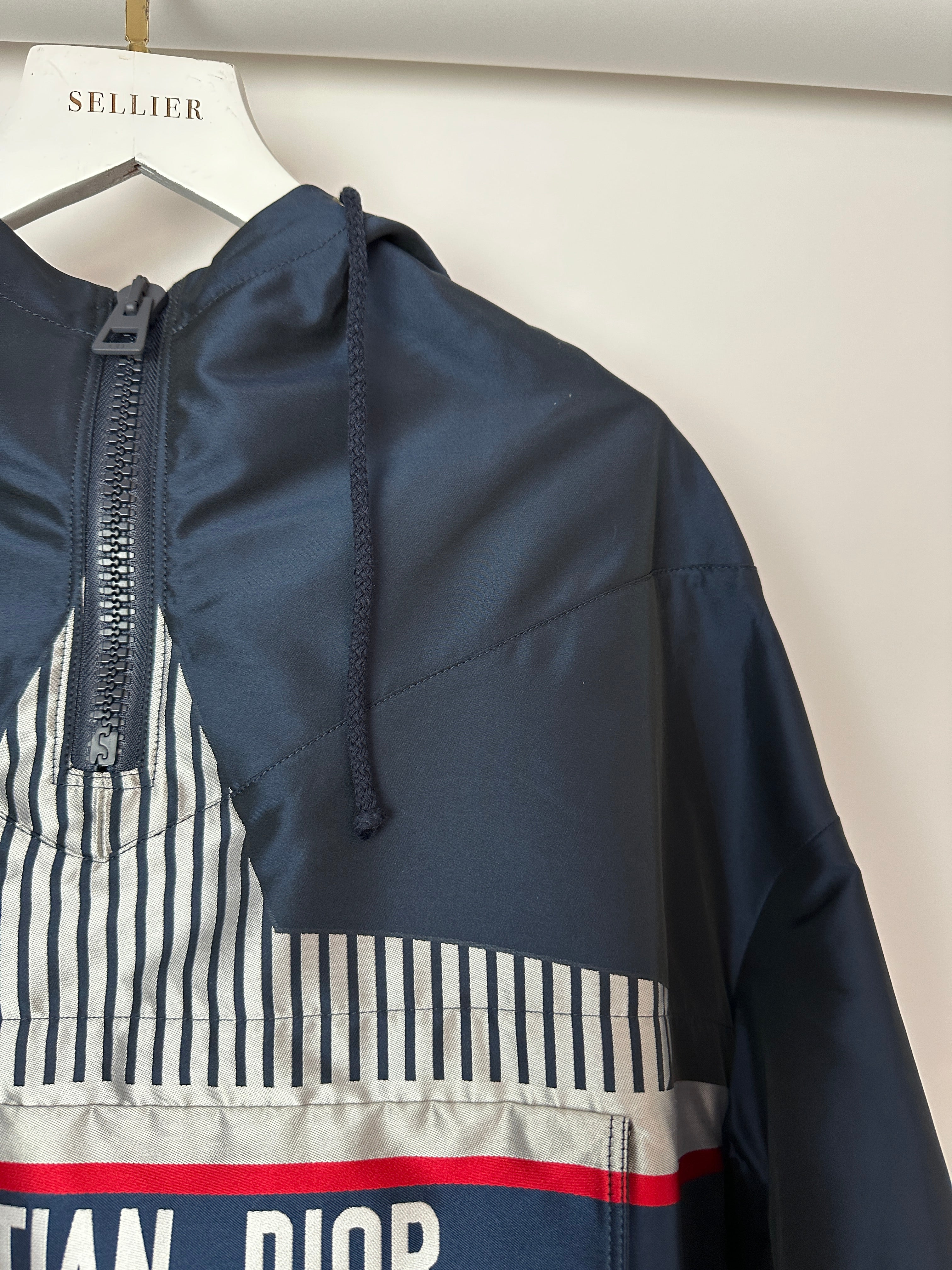 Christian Dior Hooded Dioralps Anorak in Navy with Dior Logo and