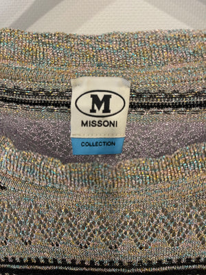 M Missoni Purple Metallic Striped Long-Sleeve Midi Dress Size IT 46 (UK 14)