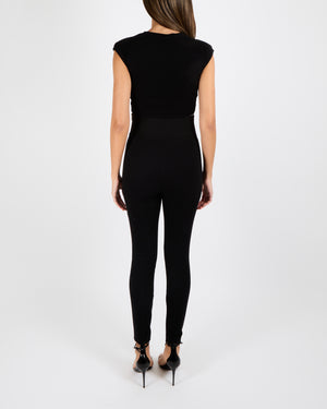 Alexander Wang Black High Waisted Trousers with Logo Waistband and Silver Side Zippers Size US 4 (UK 8) RRP £500